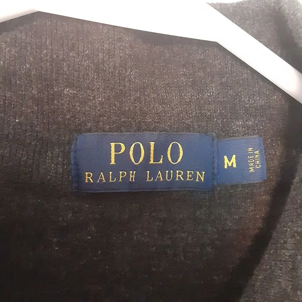 Polo Ralph Lauren Adult Mens M Gray 1/4 Zip Button Sweater